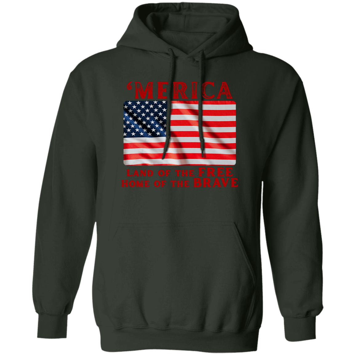 'MERICA Pullover Hoodie: Celebrate in Style! - Hoodies Forest Green / M Real Domain Streetwear Real Domain Streetwear