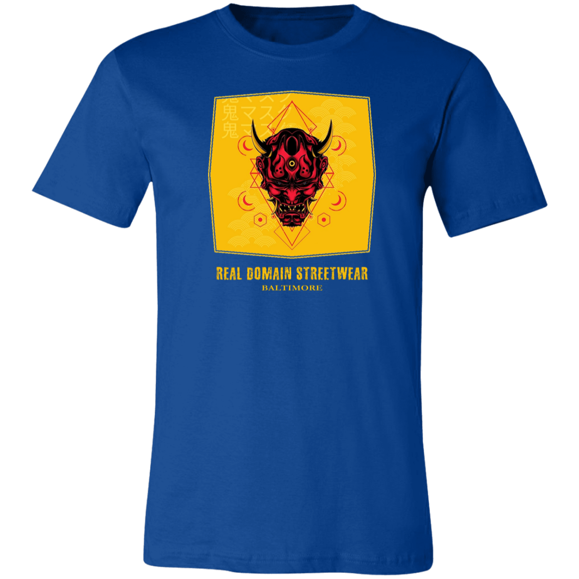 Hannya Mask Style Jersey Short-Sleeve T-Shirt - T-Shirts True Royal / M Real Domain Streetwear Real Domain Streetwear