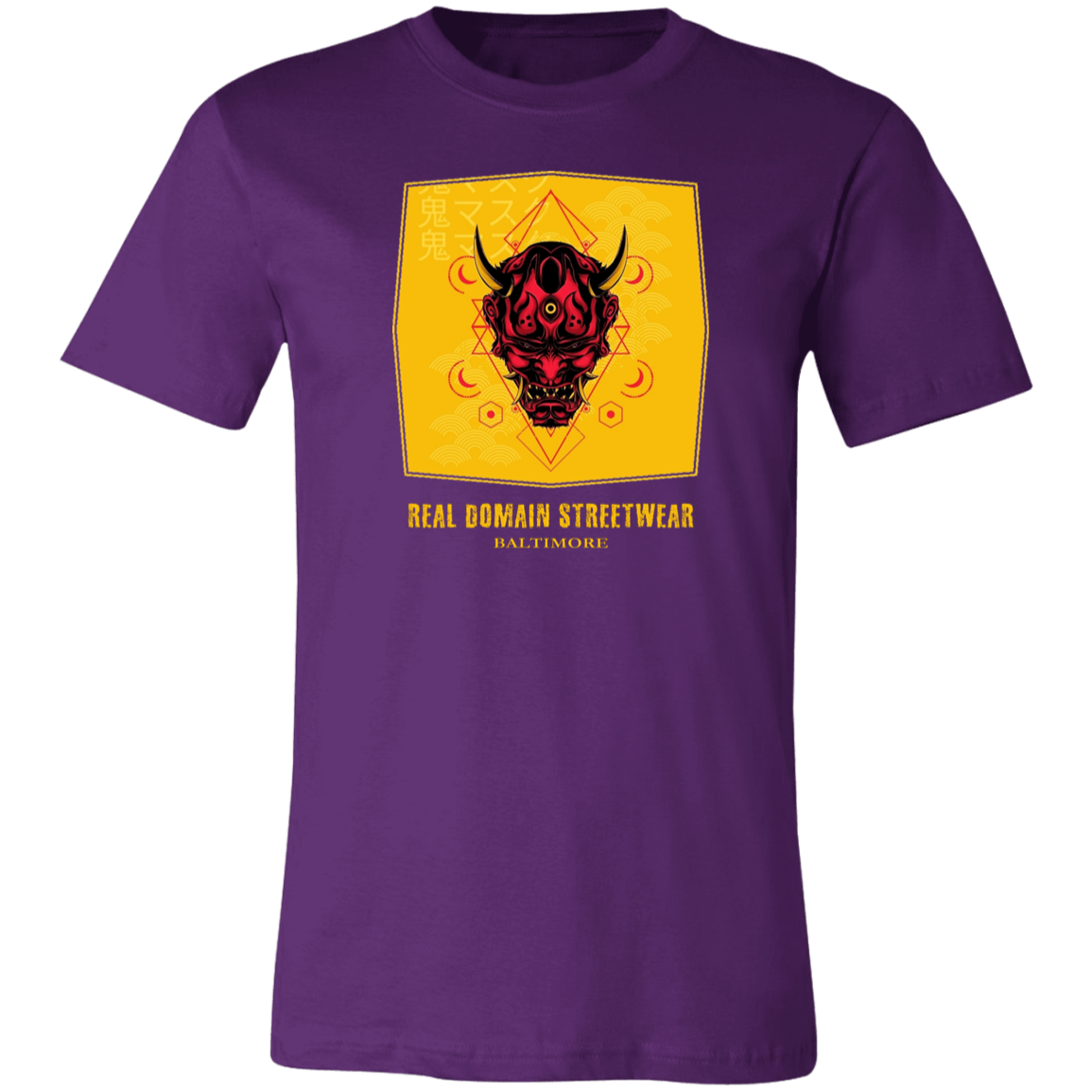 Hannya Mask Style Jersey Short-Sleeve T-Shirt - T-Shirts Team Purple / M Real Domain Streetwear Real Domain Streetwear