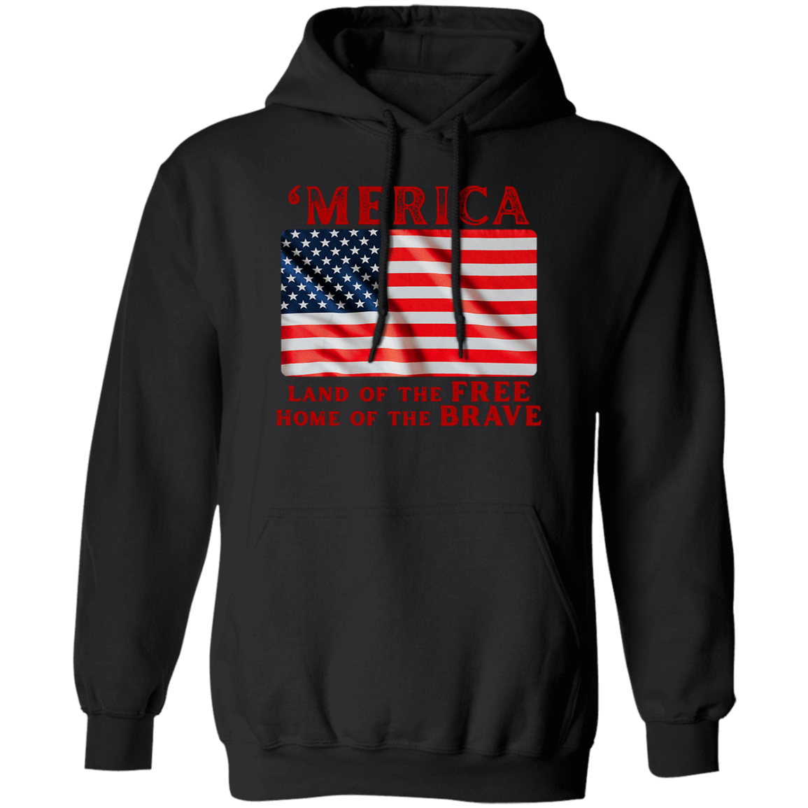 'MERICA Pullover Hoodie: Celebrate in Style! - Hoodies Black / M Real Domain Streetwear Real Domain Streetwear