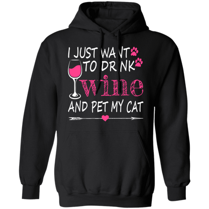 I Just Want to Drink Wine... Pullover Hoodie - Hoodies Black / M Real Domain Streetwear Real Domain Streetwear