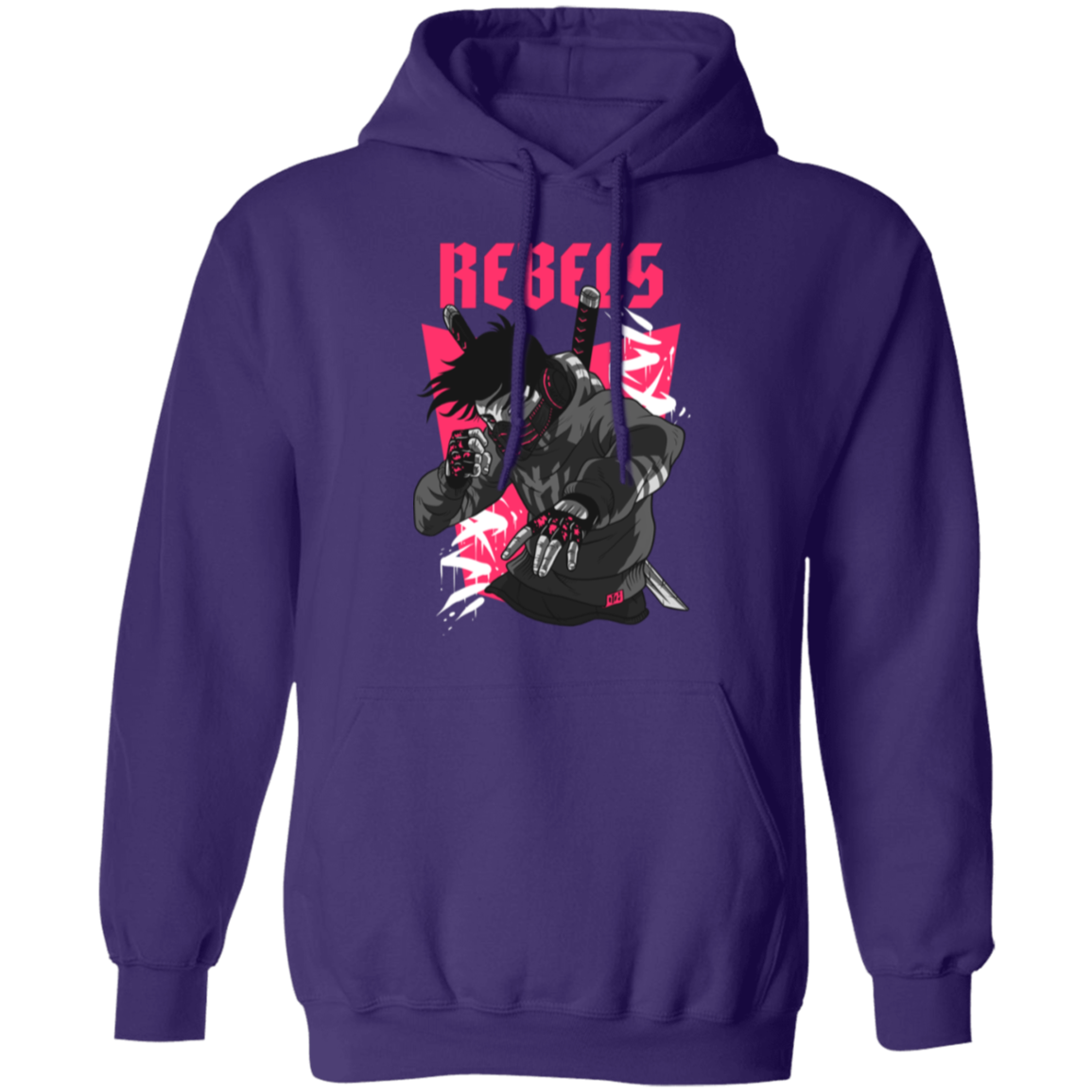 Rebels Manga Style Pullover Hoodie - Hoodies Purple / S Real Domain Streetwear Real Domain Streetwear