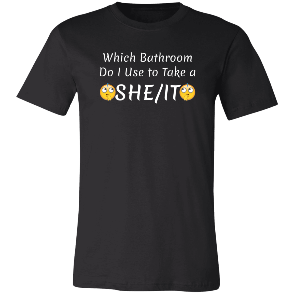 Which Bathroom... Jersey Short-Sleeve T-Shirt - T-Shirts Black / X-Small Real Domain Streetwear Real Domain Streetwear