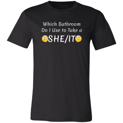 Which Bathroom... Jersey Short-Sleeve T-Shirt - T-Shirts Black / X-Small Real Domain Streetwear Real Domain Streetwear