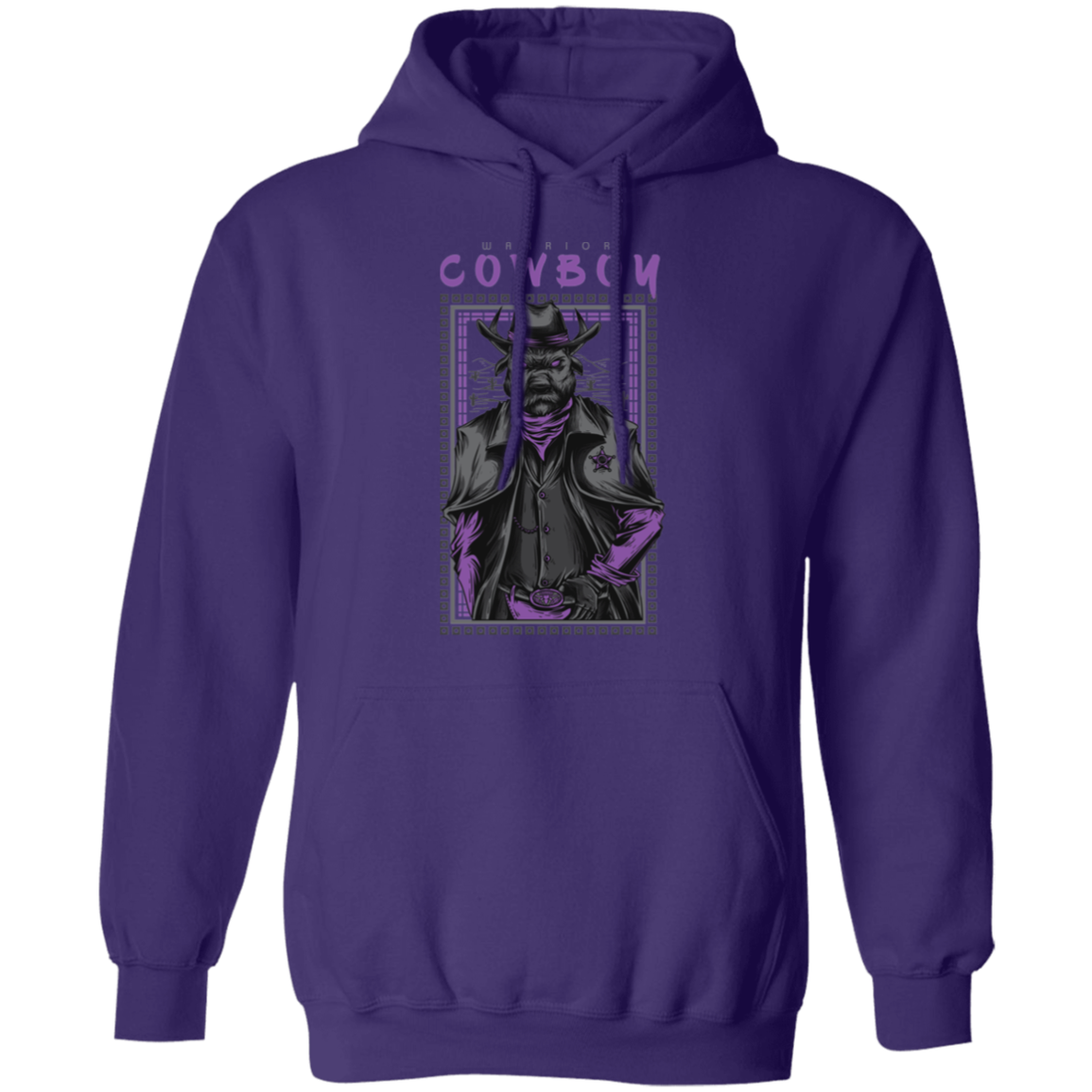 Warrior Cowboy Pullover Hoodie - Hoodies Purple / M Real Domain Streetwear Real Domain Streetwear