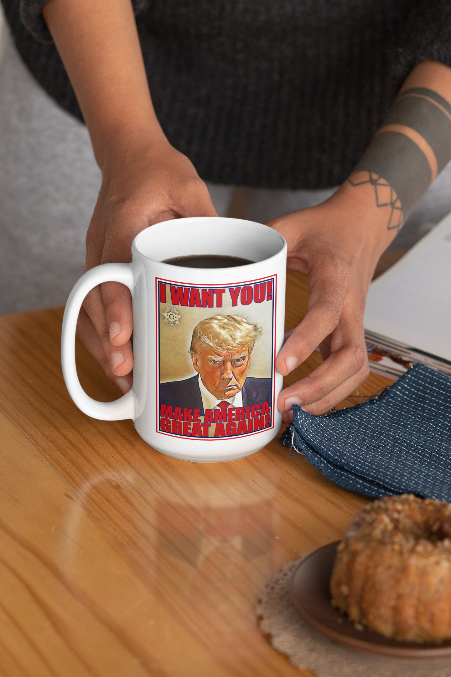 Trump I Want You/AMERICAN BADA$$ 15oz White Mug - Coffee Mug White / One Size Real Domain Streetwear Real Domain Streetwear
