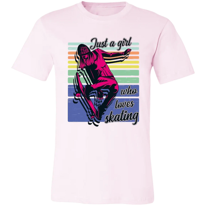Just a Girl Who Loves Skating Jersey Short-Sleeve T-Shirt - T-Shirts Soft Pink / M Real Domain Streetwear Real Domain Streetwear