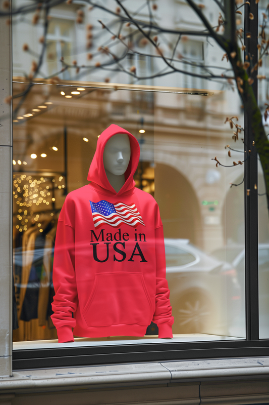 Made in USA American Flag Pullover Hoodie - Hoodies Red / M Real Domain Streetwear Real Domain Streetwear