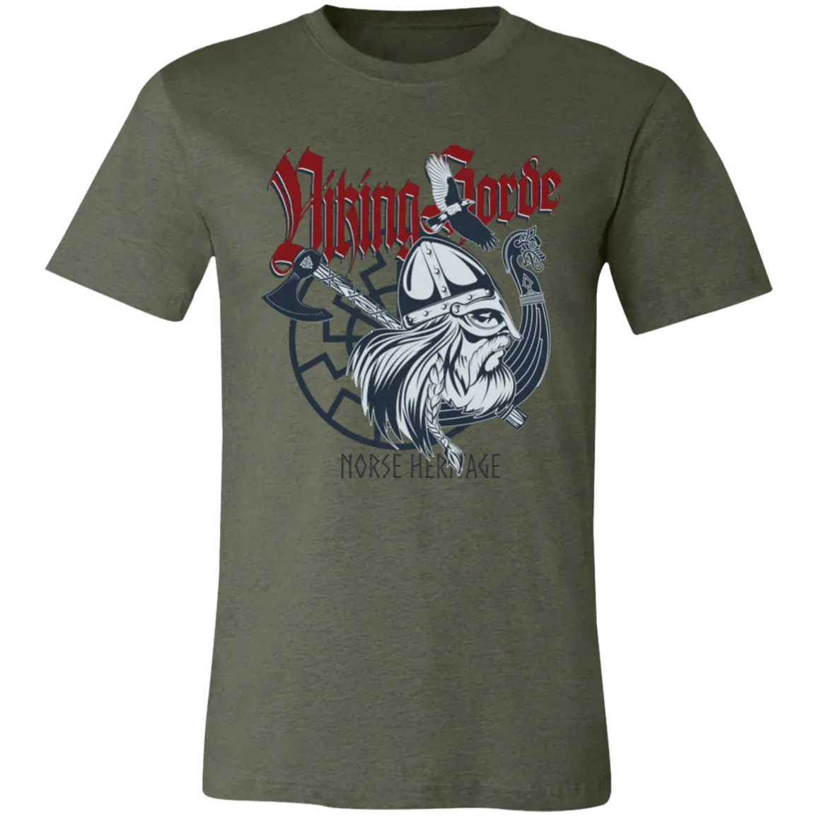 Viking Horde Jersey Short-Sleeve T-Shirt - T-Shirts Heather Military Green / S Real Domain Streetwear Real Domain Streetwear