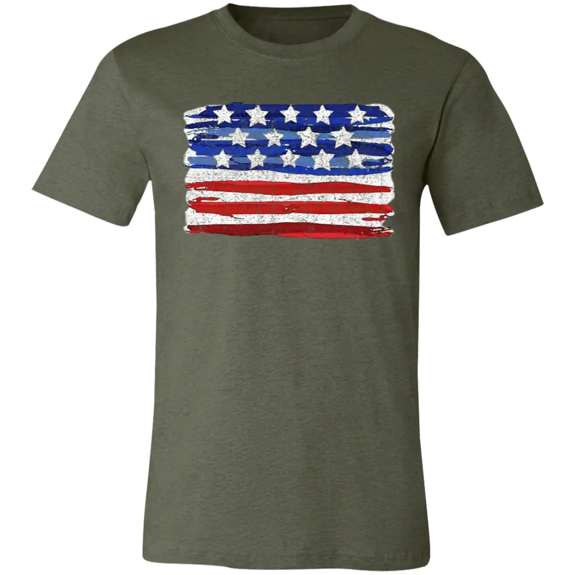 Painted American Flag Jersey Short-Sleeve T-Shirt - T-Shirts Heather Military Green / M Real Domain Streetwear Real Domain Streetwear