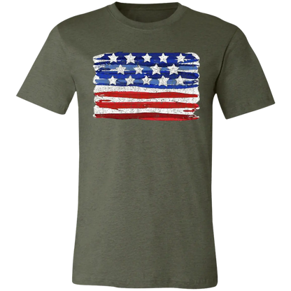 Painted American Flag Jersey Short-Sleeve T-Shirt - T-Shirts Heather Military Green / M Real Domain Streetwear Real Domain Streetwear