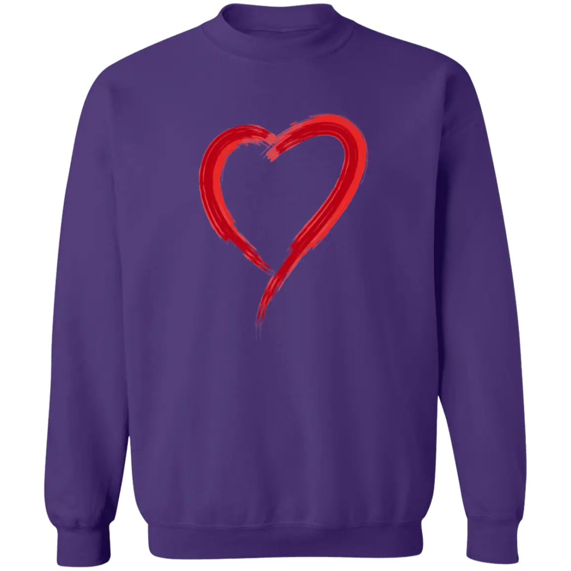 Paintbrush Heart Crewneck Pullover Sweatshirt - Sweatshirts Purple / S Real Domain Streetwear Real Domain Streetwear