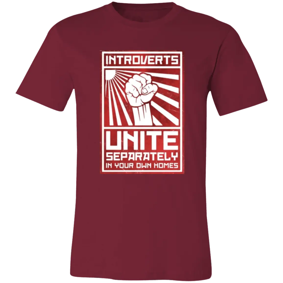 Introverts Unite Jersey Short-Sleeve T-Shirt - T-Shirts Cardinal / S Real Domain Streetwear Real Domain Streetwear