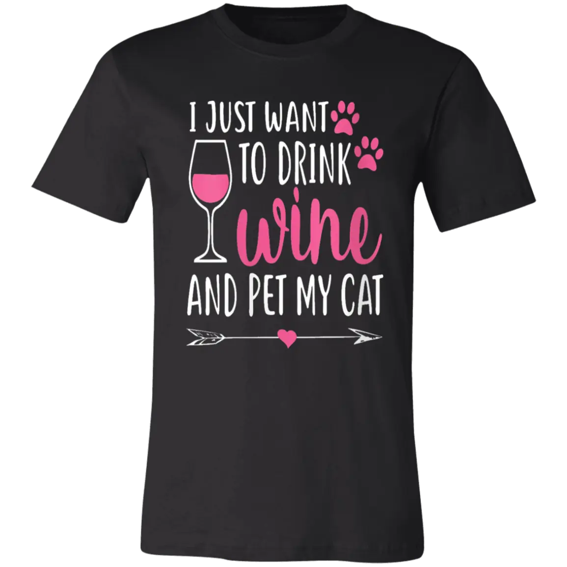 Drink Wine & Pet My Cat Jersey Short-Sleeve T-Shirt - T-Shirts Black / S Real Domain Streetwear Real Domain Streetwear