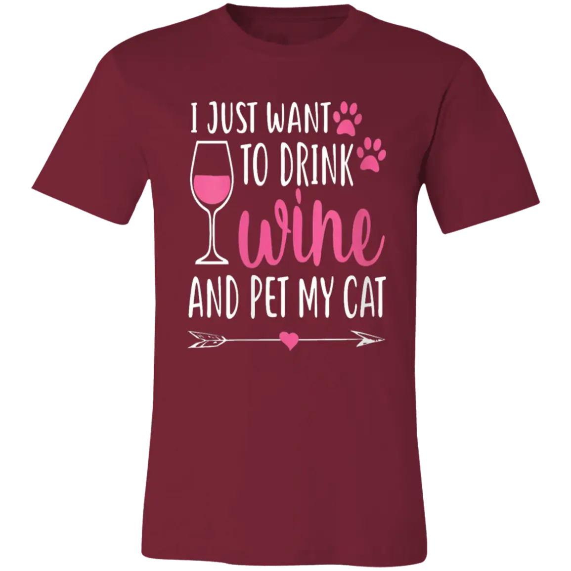 Drink Wine & Pet My Cat Jersey Short-Sleeve T-Shirt - T-Shirts Cardinal / S Real Domain Streetwear Real Domain Streetwear