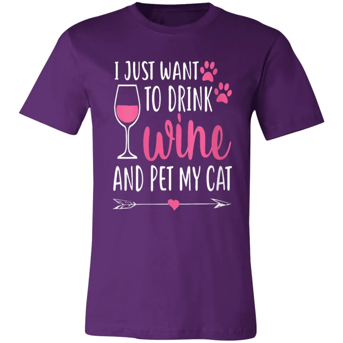 Drink Wine & Pet My Cat Jersey Short-Sleeve T-Shirt - T-Shirts Team Purple / S Real Domain Streetwear Real Domain Streetwear